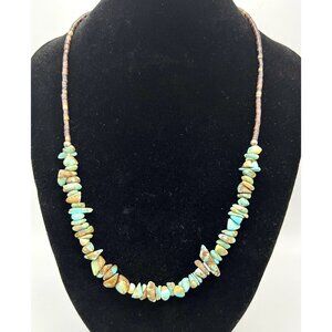 VINTAGE SOUTHWESTERN TURQUOISE & HEISHI SHELL NECKLACE